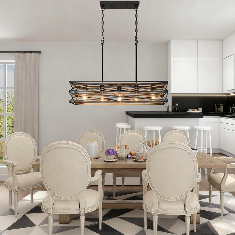 Éclairage d'îlot de cuisine à 5 lumières de style industriel avec lustre rétro style industriel, Brun, 5 lumières