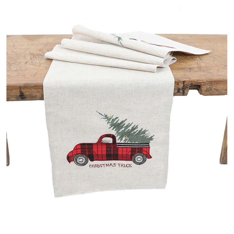 Jaggers Tartan Truck with Christmas Tree Table Runner, 36" L x 16" W