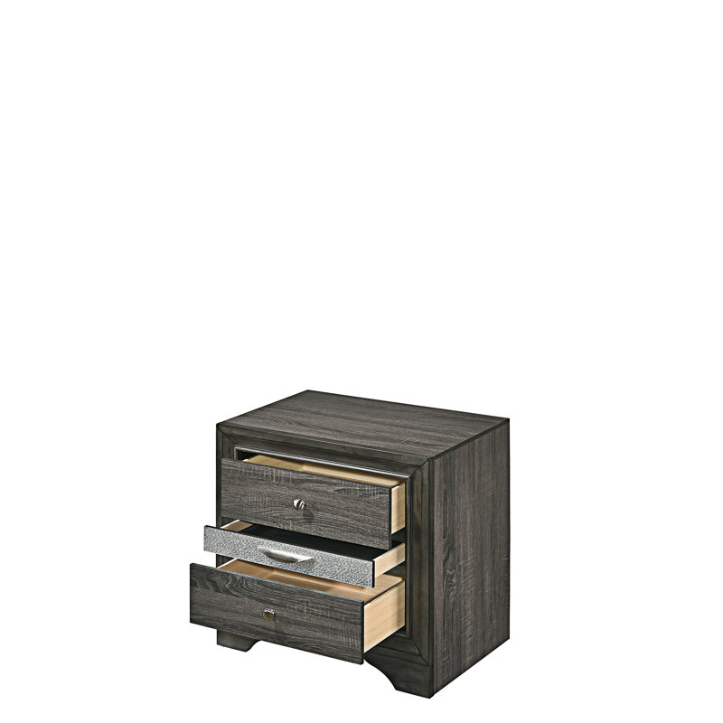 Nightstand Bedside Table With Drawer, Gray