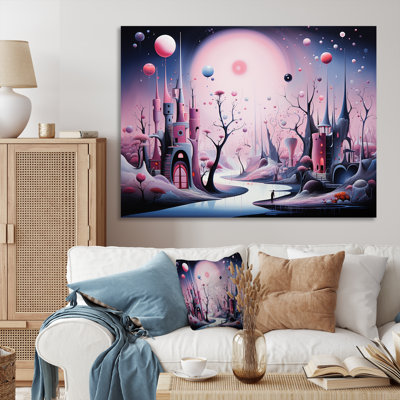 «Pink Fantasy Mushroom Forest II», art mural fantastique