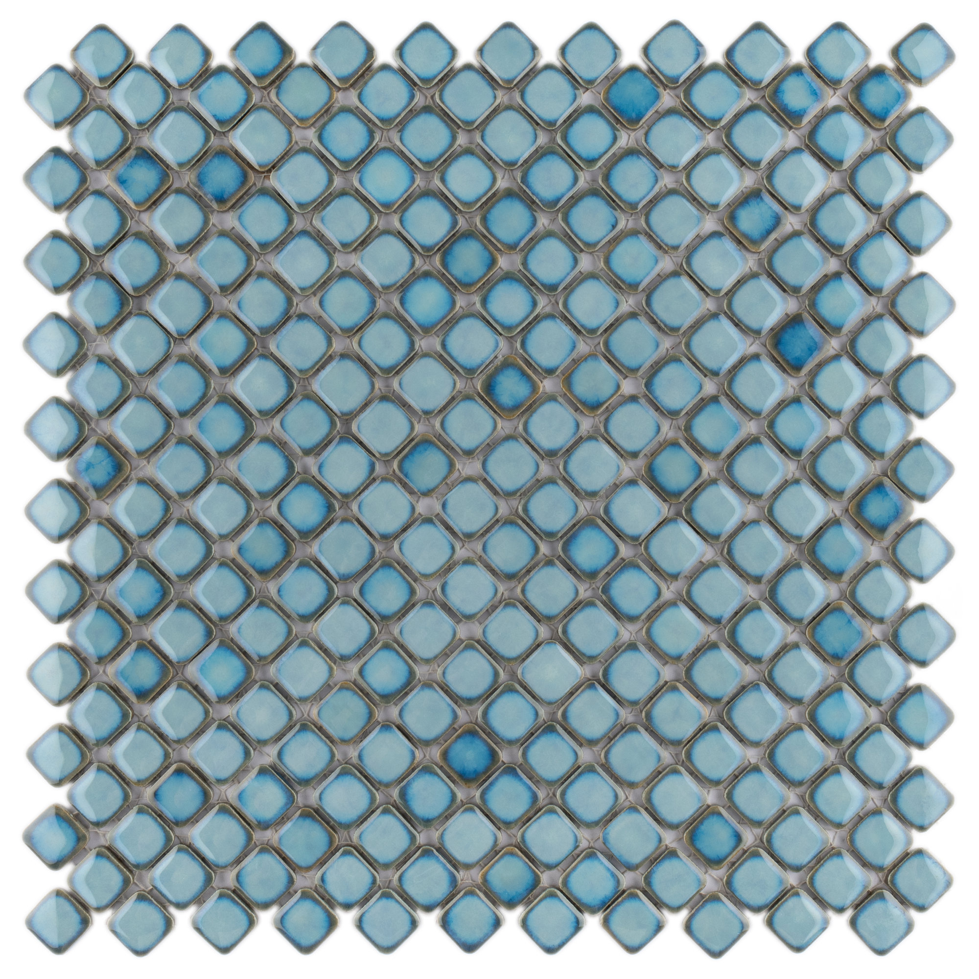 Hudson Diamond 12-1/4 " x 12-3/8 " Porcelain Mosaic Floor & Wall Tile, Marine