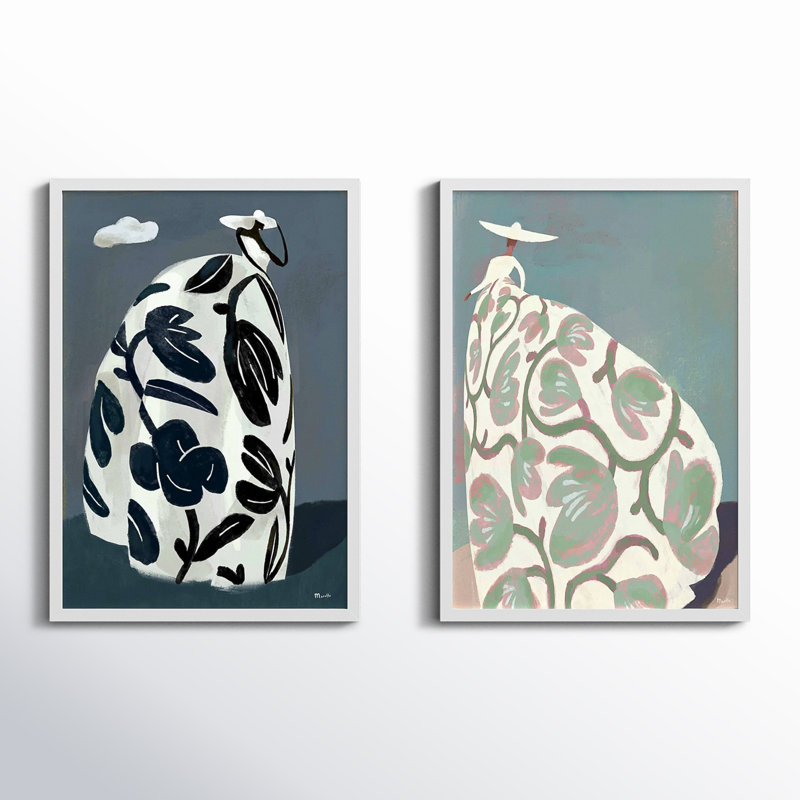 Storm & Beach Dresses Print by Marco Marella For Studio M, White Paper Framed, 25" H x 17.5" W