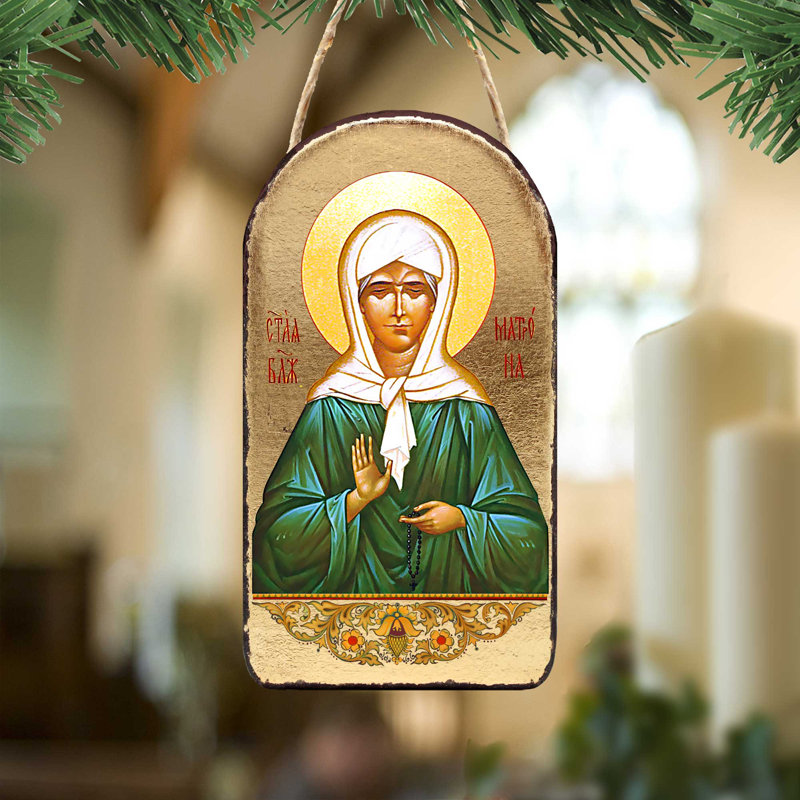 Plaque décorative en bois avec icône inspirante matrona