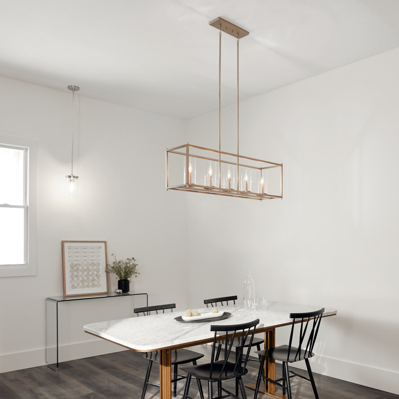 5 - Light Kitchen Island Pendant, Brushed Nickel