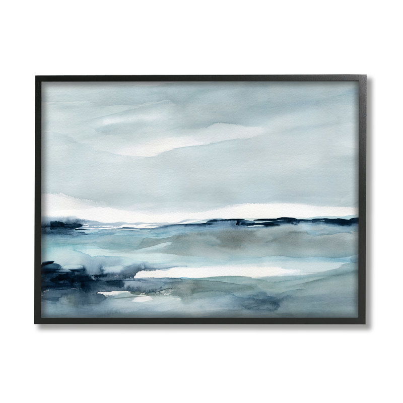 Paysage abstrait de l'océan polaire désolé, Giclée encadrée noir minuit, H 30 po x l 24 po