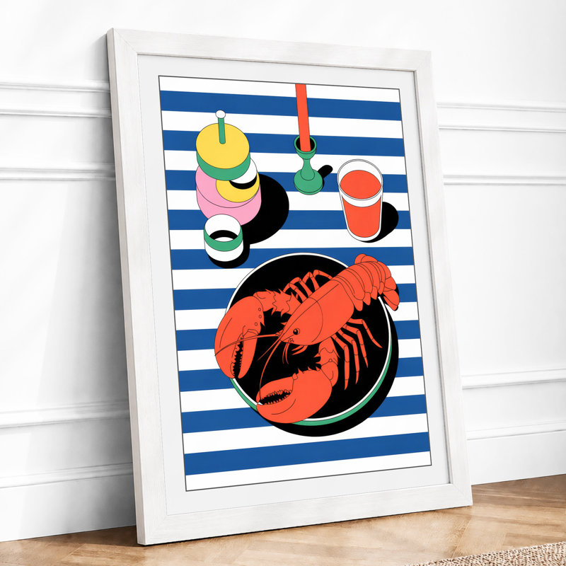 Lobster Still Life Art Deco - Print, A4 - 29.7 x 21.0 cm, White