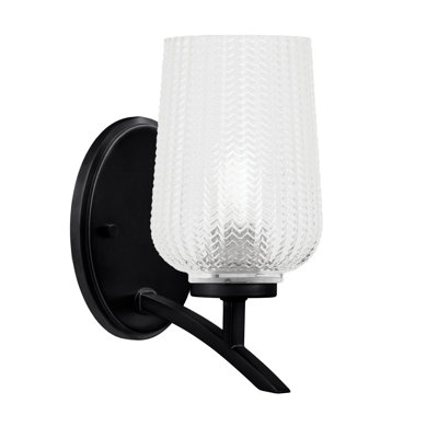 Kurve Uplight Wall Sconce With 5" Clear Textured Glass