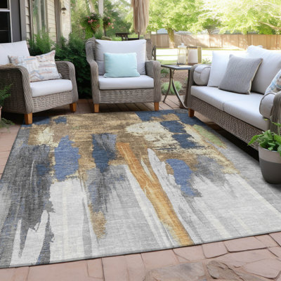 Tapis bleu marine Xhevrie intérieur / extérieur lavable à la machine
