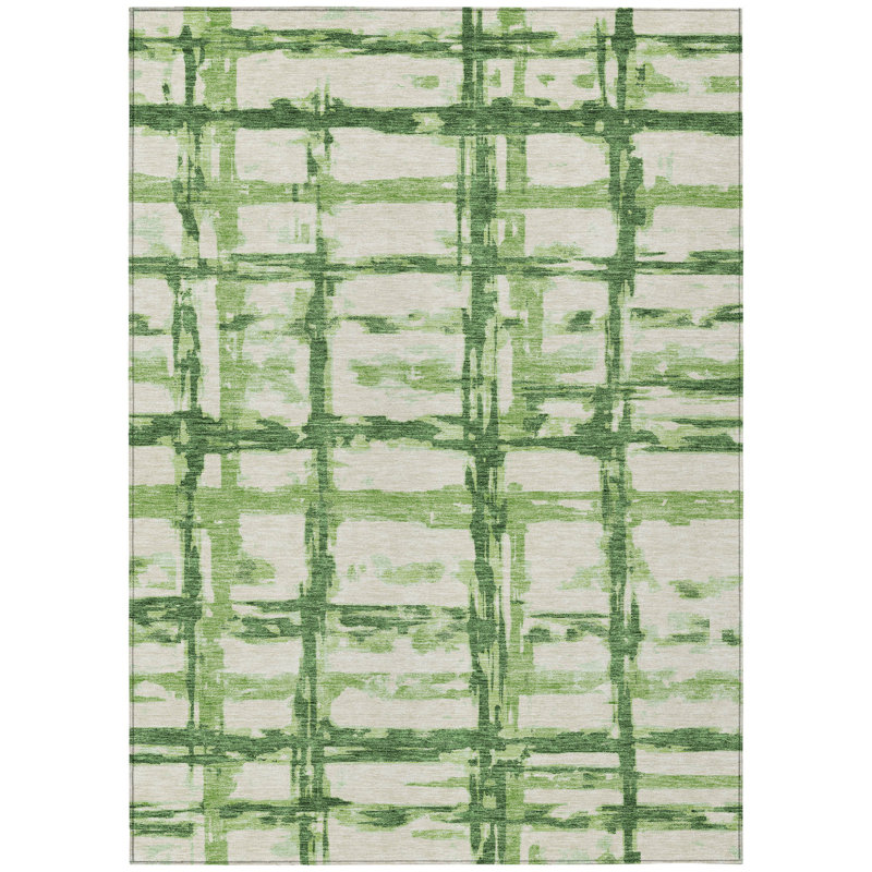 Tapis intérieur lavable rayé vert artichaut 5 pi x 8 pi