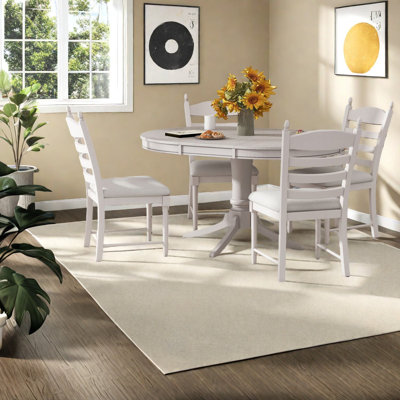 Elegant Extendable Wood Dining Table Sets, Antinque White For Home