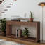 Console moderne cannelée à 2 tiroirs avec placage en bois naturel et canapé pour le salon, le couloir, l'entrée et le bureau-1122377876