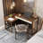 High-quality home office desk, extendable to 70'', retractable L-shaped desk, white waxed wood base