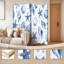 Paravent pliant à 4 panneaux, motif coquillages et étoiles de mer bleu marine, séparateur de pièce autoportant en toile, cloison de protection pour salle de bain, séparation d'intimité-134490892-134490894