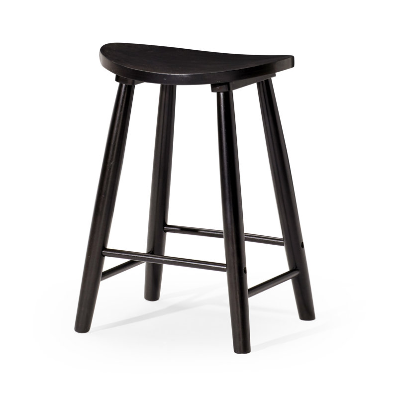 Maven Lane Luna Backless Wooden Kitchen Stool, Rustic Black, Counter Stool (26" Seat Height), Single