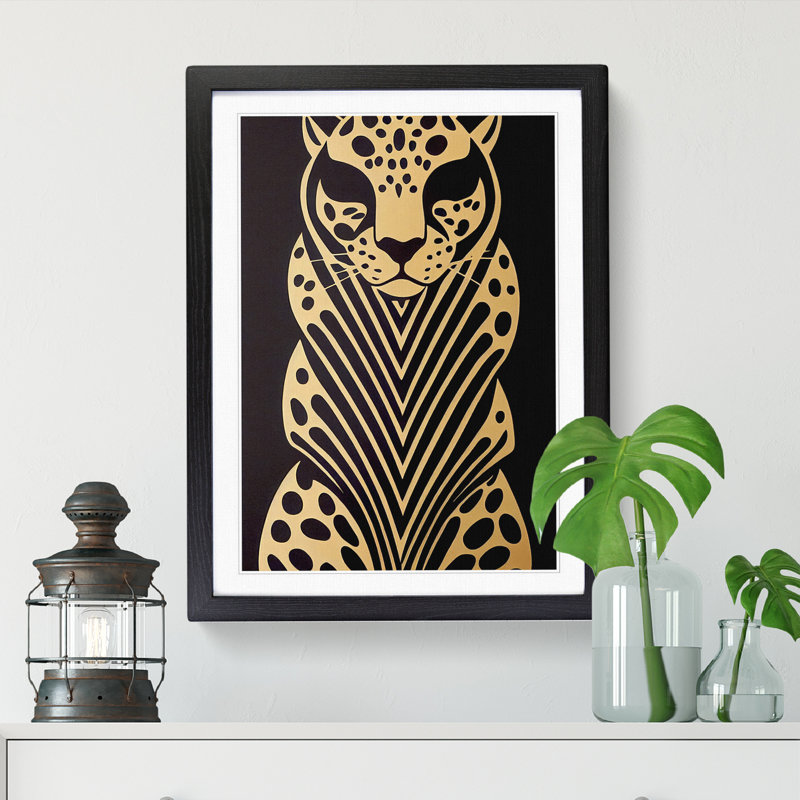 Leopard Art Deco Vol.1 - Framed Print, Black, 46cm H x 34cm W x 2cm D