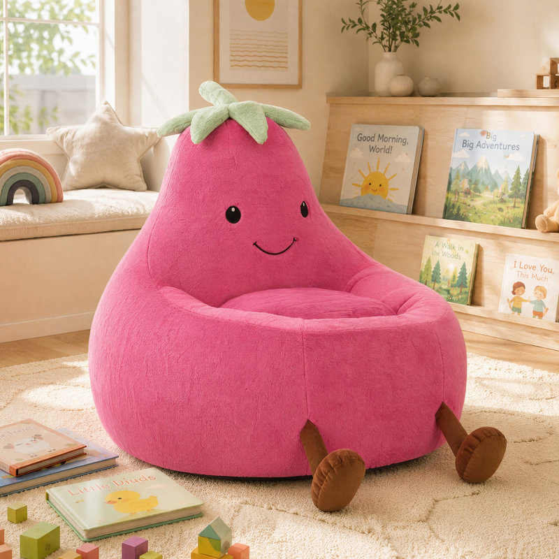 Fauteuil à billes avec aubergine Kannon, H 27,56 po x l 30,31 po x P 31,1 po, Polyester rose