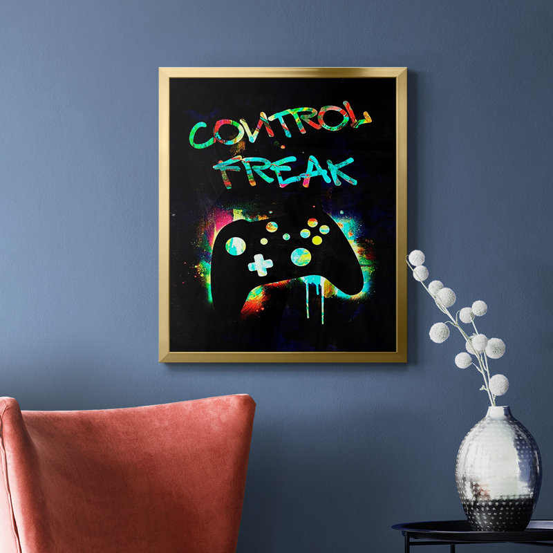 Toile encadrée Gamer Tag I de qualité supérieure - prête à être accrochée, Or, H 20 po x l 16 po