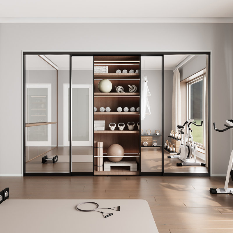 Portes de garde-robe coulissantes en métal, 120 po x 80 po, Black