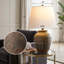 Lampe de table en pot rustique en céramique 22 po, lampe de chevet de ferme, finition texturée rétro pour chambre à coucher, salon, bureau