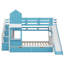 Lit superposé double de style château avec 2 tiroirs, 3 tablettes et glissières, rails de sécurité robustes-1716009922-1716009934