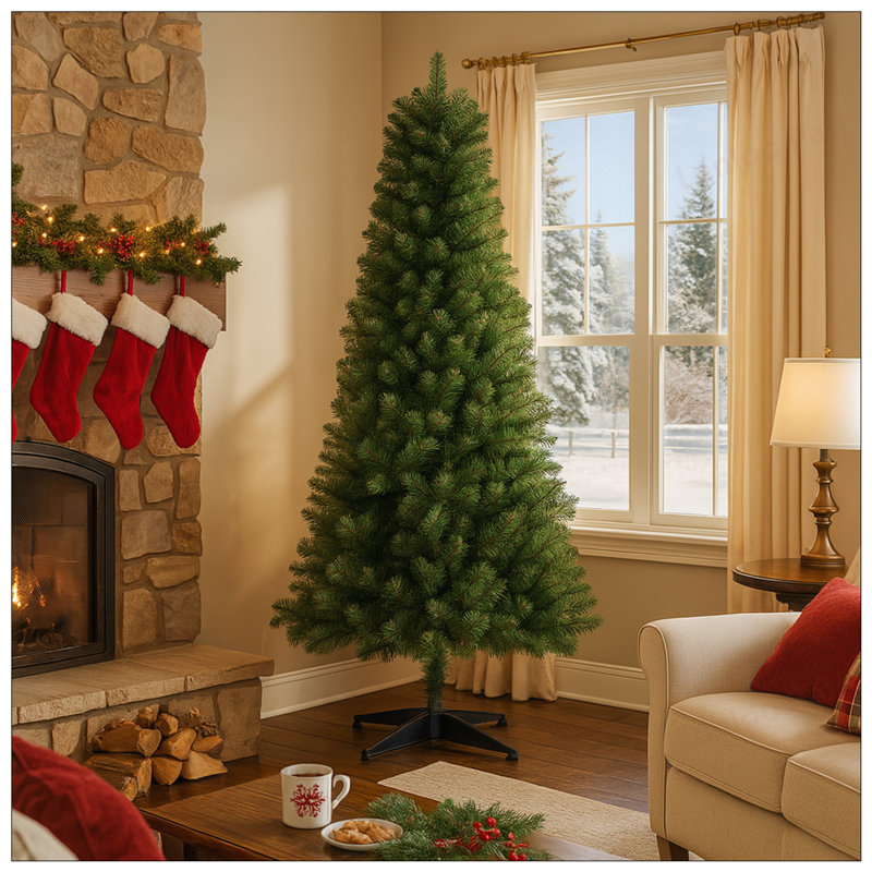 6FT Unlit Artificial Christmas Tree With 490 Tips, Durable PVC Branches For Indoor Home Holiday Decoration