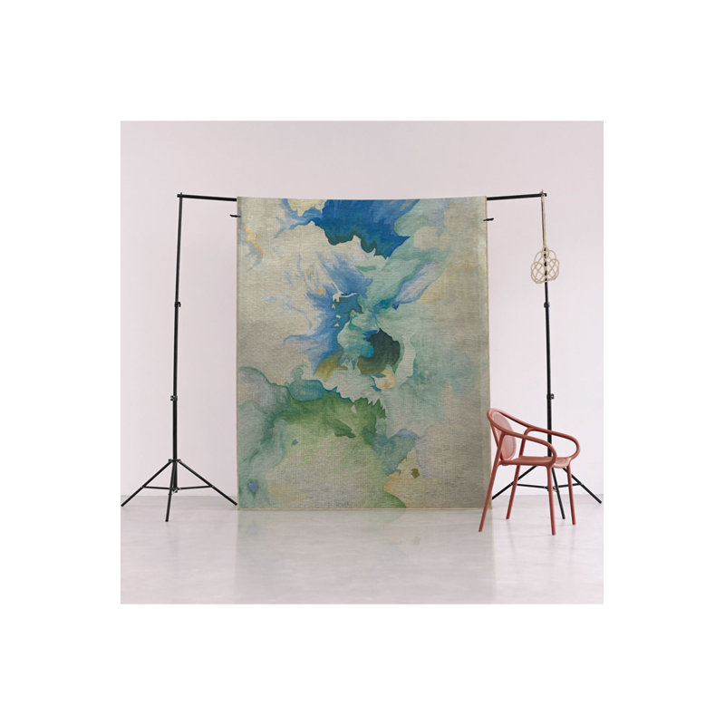Tapis décoratif moderne à motif abstrait vert, Tapis de couloir 2 pi 6 po x 9 pi 10 po inclus