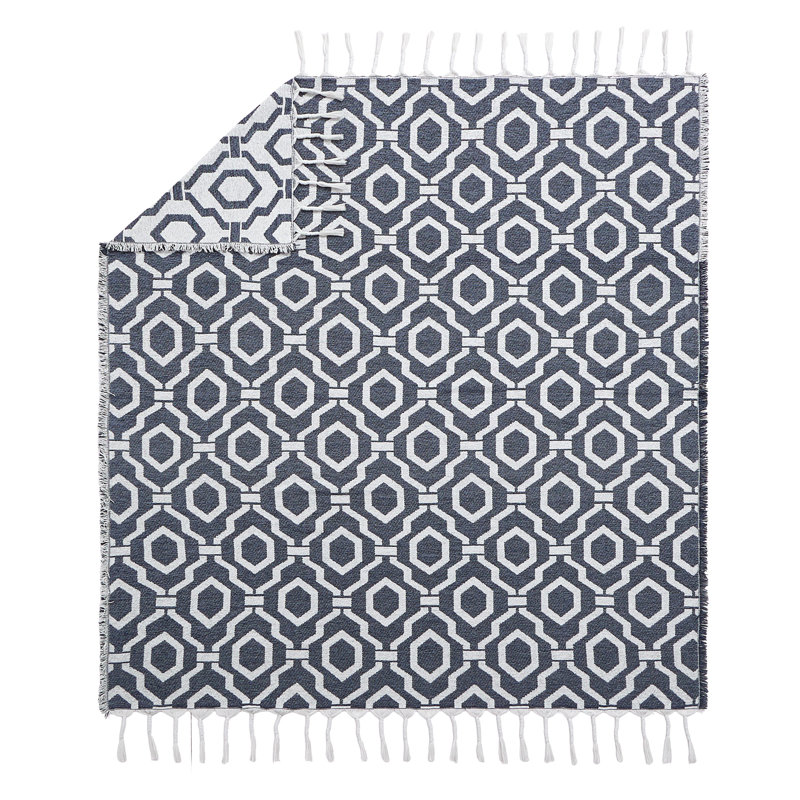 Dee Ocleppo Woven Jacquard Geometric Fringed Throw