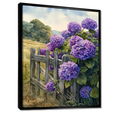 Canterbury Summer Hydrangeas By The Farm Fence IV - Hydrangea Wall Art