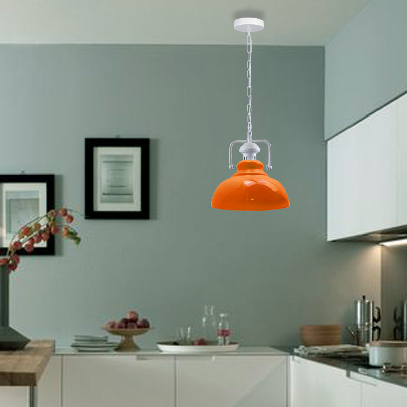 Lockett 1 - Light Satin Nickel Pendant, Orange