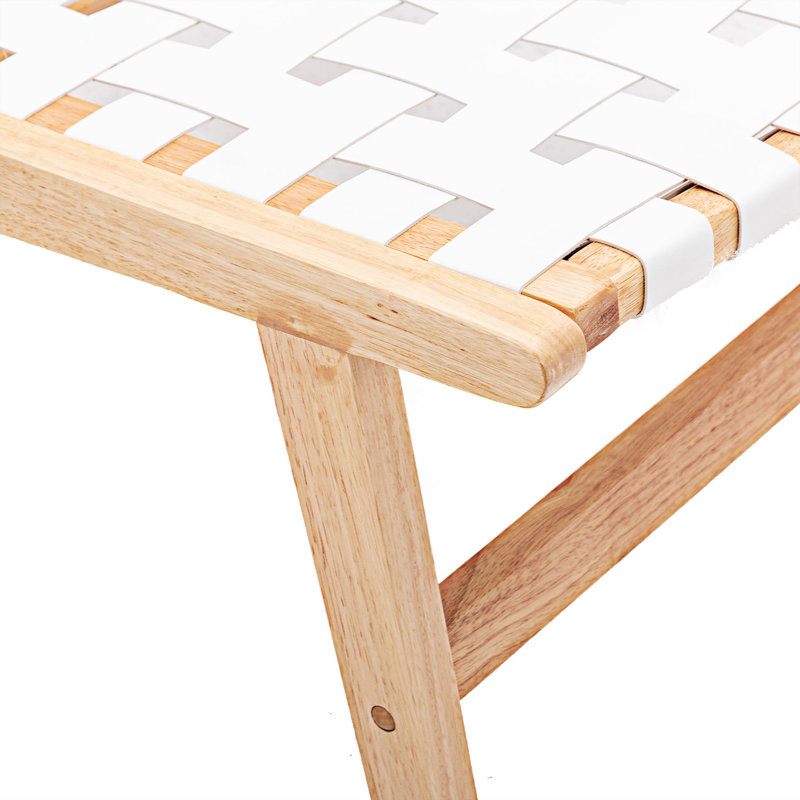 Chaise d'appoint large Drumack 26,18 po, Naturel, Similicuir blanc