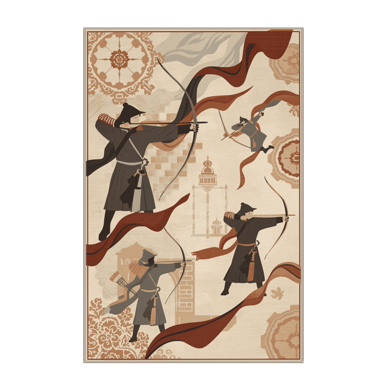 Tapis oriental classique beige en lin délavé à la machine Bracondale, 5 x 7