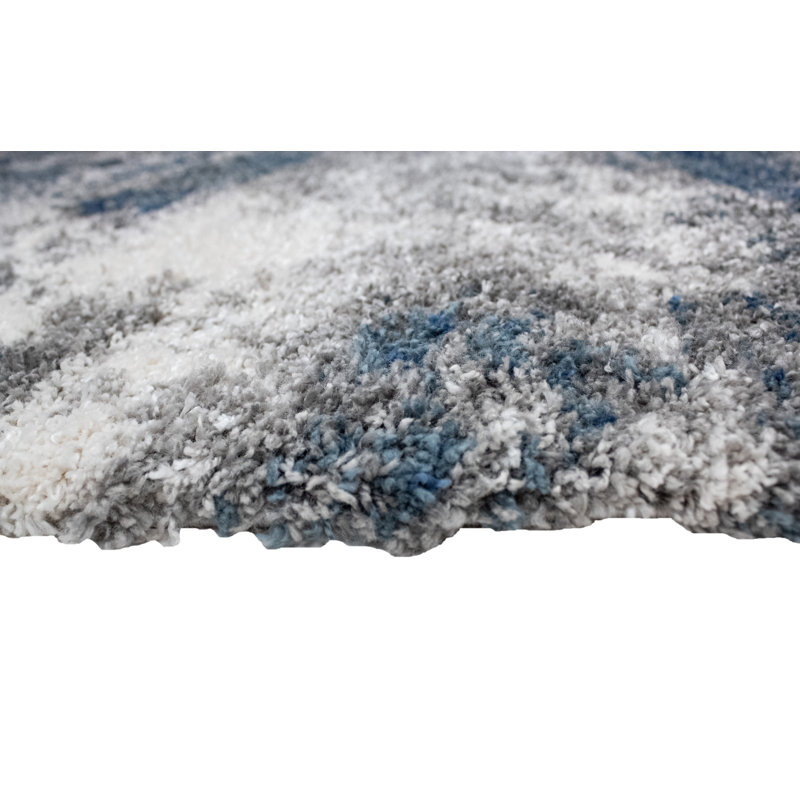 Tapis d'intérieur bleu à poils longs Alban, Rectangle 2 pi 11 po x 4 pi 11 po