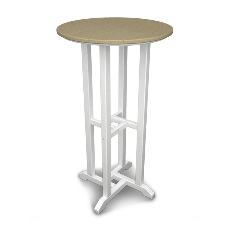 Table de salle à manger POLYWOOD Tables, H 42 po x l 24 po x L 24 po, White & Sand