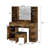 Farmhouse Makeup Vanity Table Set With Lighted Mirror,55.7" Modern Vanity Desk With Power Outlet&Storage Shelves