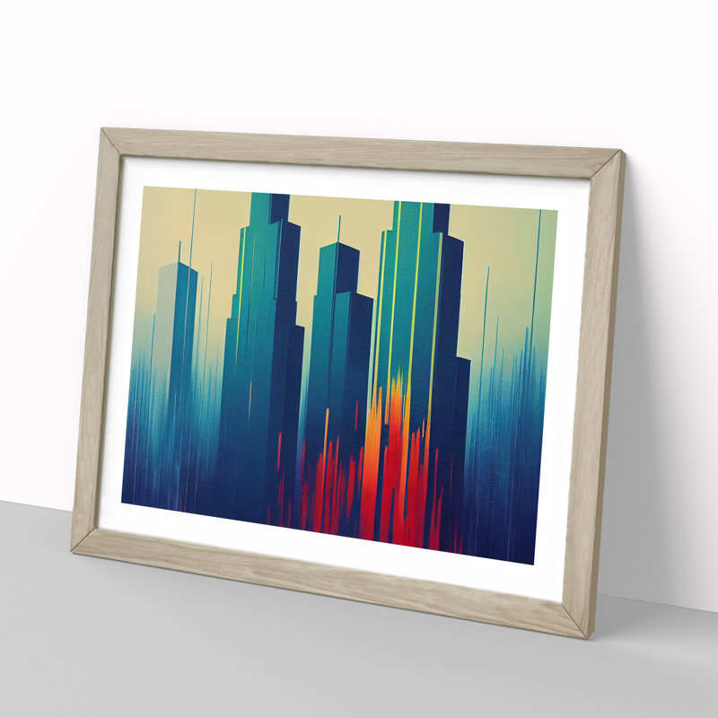 City Skyline Splash Vol.6 Abstract - Framed Print, 46cm H x 64cm W x 2cm D, Oak Framed