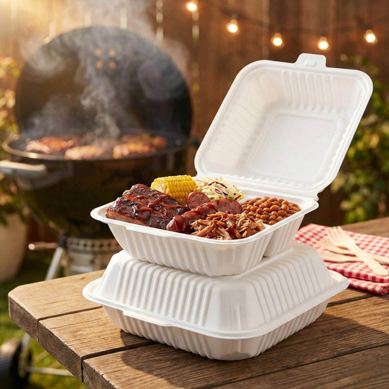 Clamshell (MFPP) Hinged Container (Center Slide), 9" X 5.5", 200-Pack
