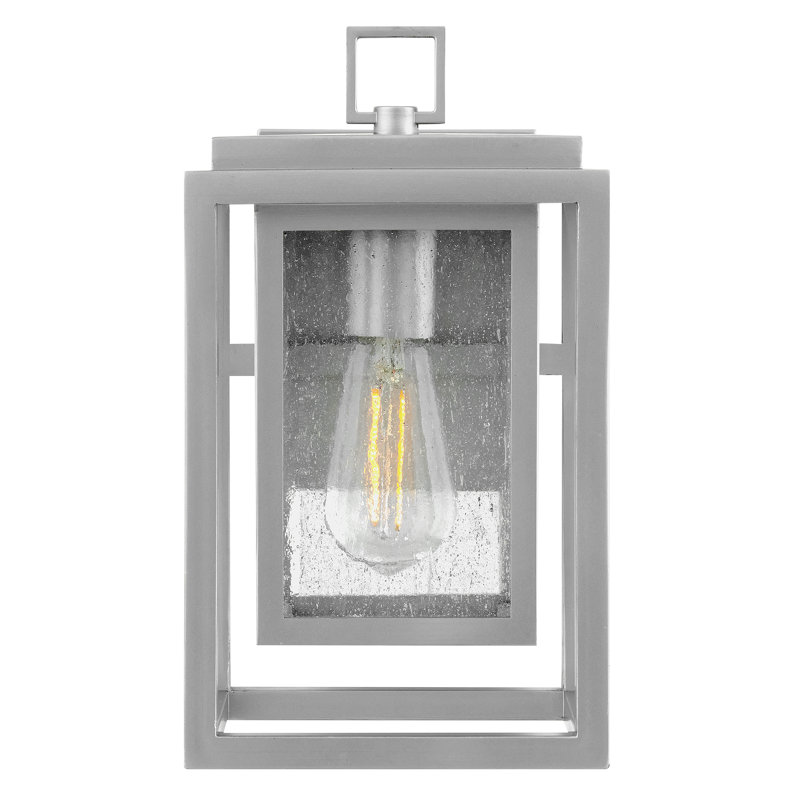 Medium Wall Mount Lantern, 12" H x 7" W x 6.75" D, Satin Nickel