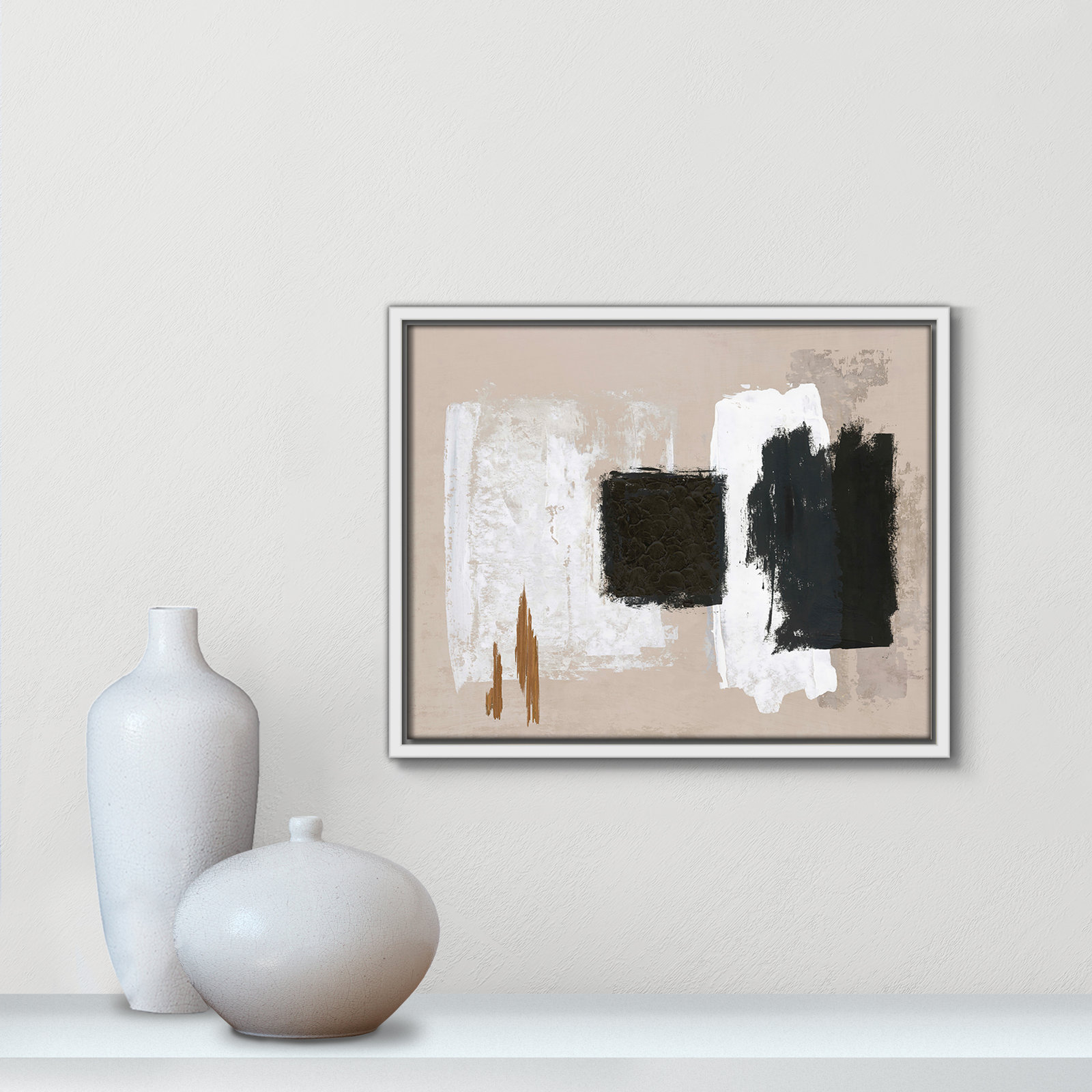 Imone "Golden Slate" Painting, 12.5" H x 15.5" W, White
