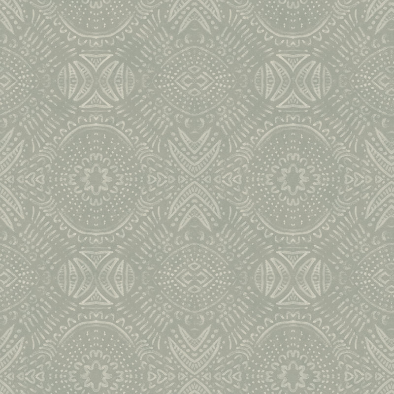 Rouleau de papier peint lisse Dineen Medallion, Beige