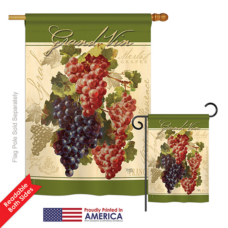 Ensemble de 2 drapeaux en polyester 2 pièces "raisins alimentaires" à impressions fruits