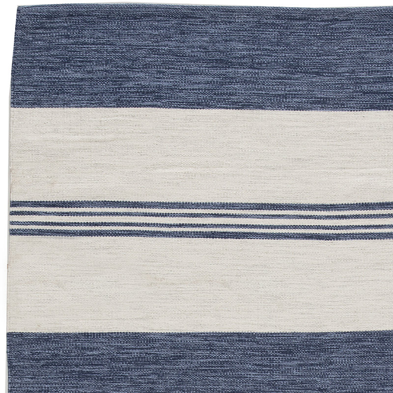 Striped Area Rug in Navy/Ivory, Rectangle 8'10" x 11'9"