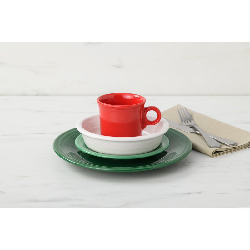 Poppy White Ceramic 4-Piece Place Setting