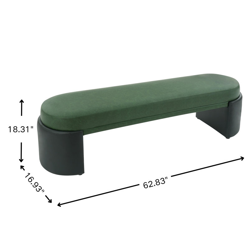 Banc de salle à manger rembourré, H 18,31 po x L 62,83 po x P 16,93 po