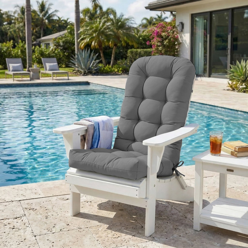 Outdoor/Indoor High Back Chair Cushion, Gray
