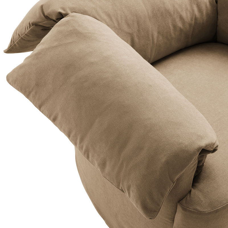 Fauteuil surdimensionné en tissu Lark, Tissu amande