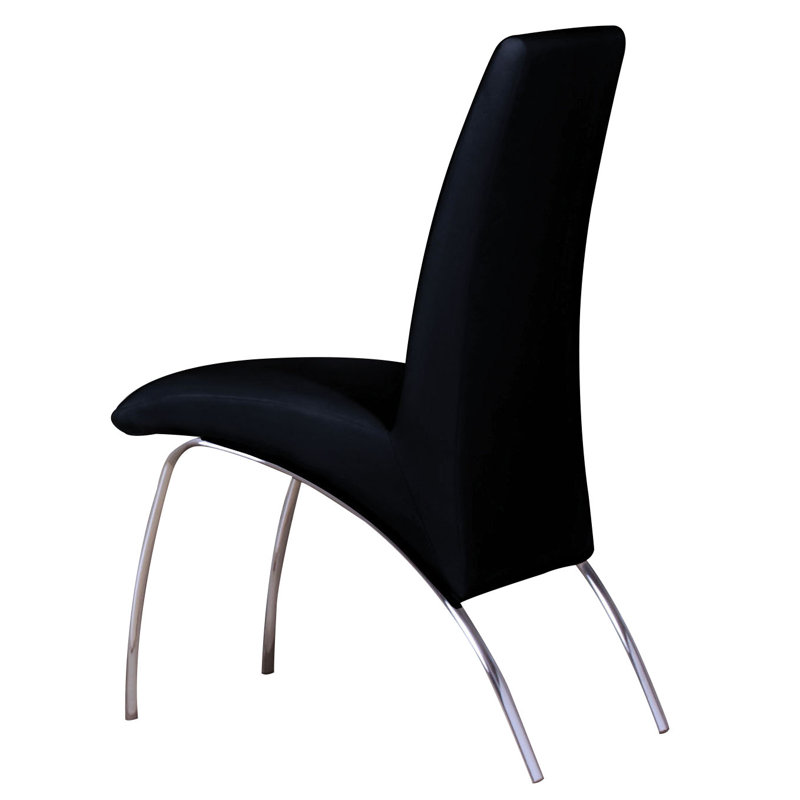 Aylo Upholstered Side Chair in Chrome (Set of 2), Black