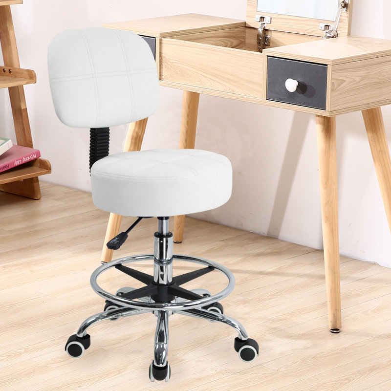 Tabouret de laboratoire à hauteur ajustable avec repose-pieds, Blanc