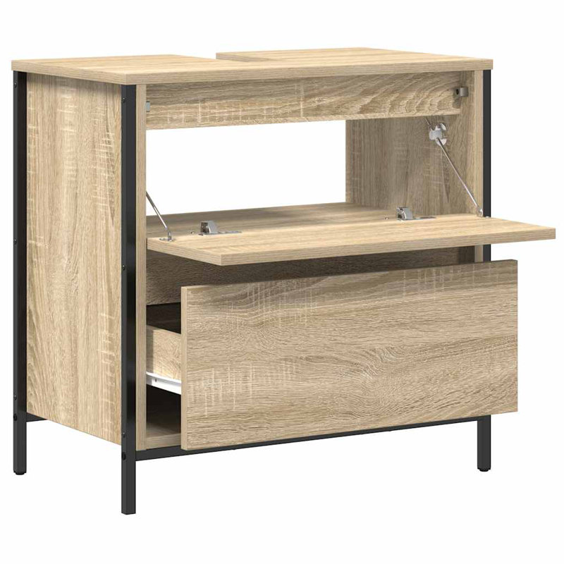 Bathroom Basin Cabinet With Drawers Sonoma Oak 60X34.5X60 Cm, Sonoma Oak , 60"