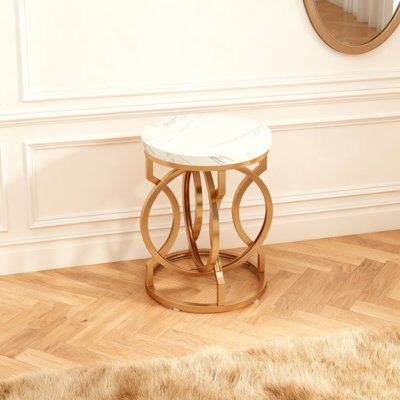 Table de chevet moderne avec plateau en faux marbre