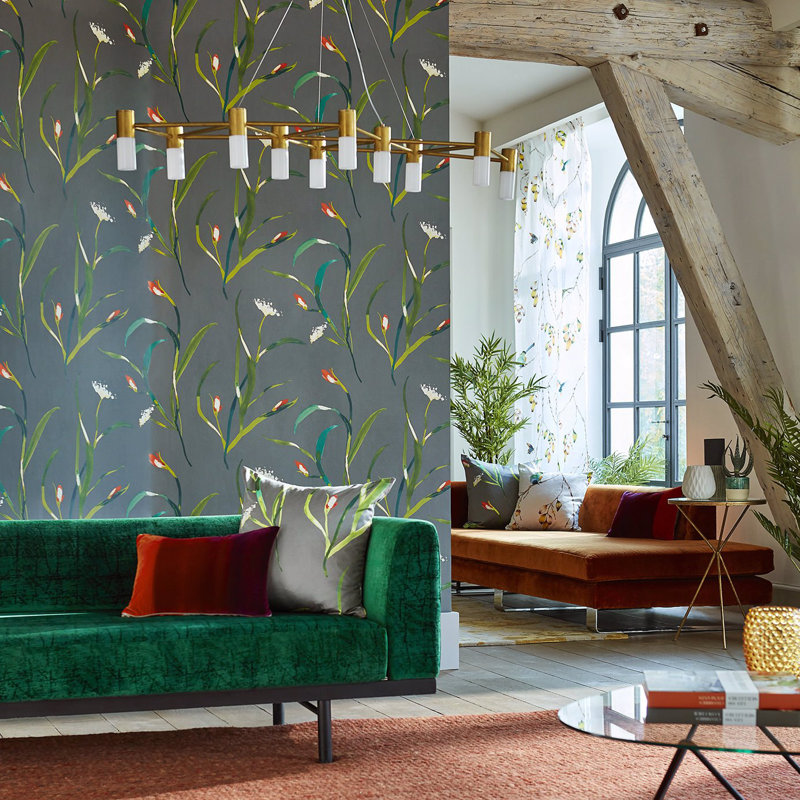 Saona Wallpaper, Coral/Silver